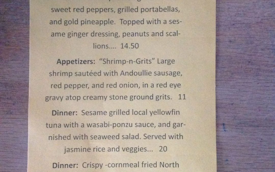 Dinner Specials 2/9/17