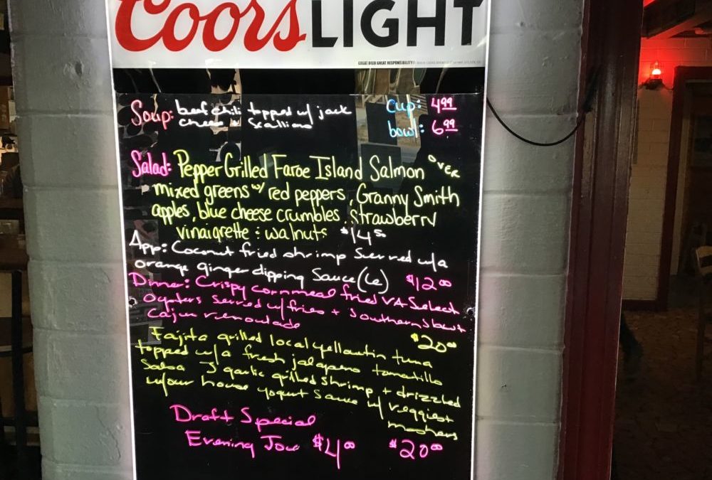 Dinner Specials 1/9/2020