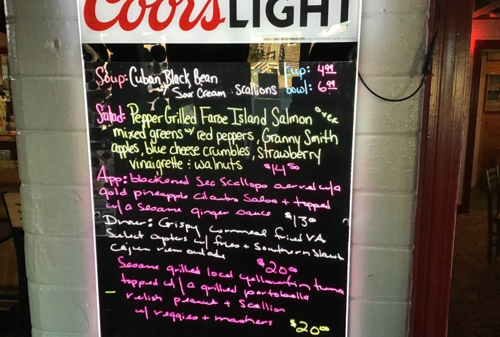 Dinner Specials 1/5/2020