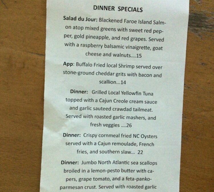 Tuesday Dinner Specials