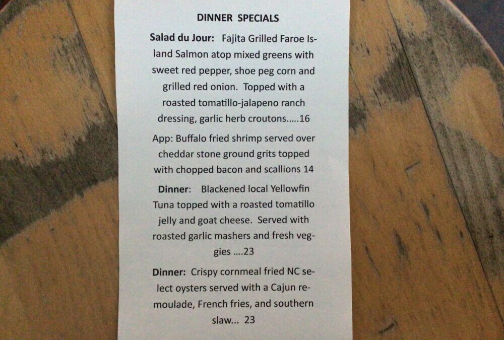 Dinner Specials 1/7/22