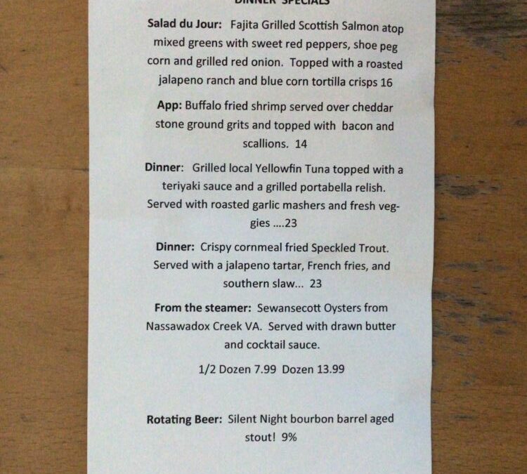 2/6 Dinner Specials