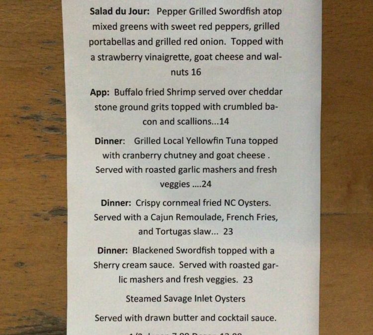 3/12 Dinner Specials