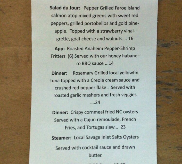 4/1 Dinner Specials